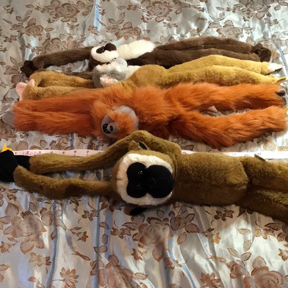 4 long plush stuffed hanging monkeys stuffed velcro hands Wild Republic Aurora - Picture 9 of 15